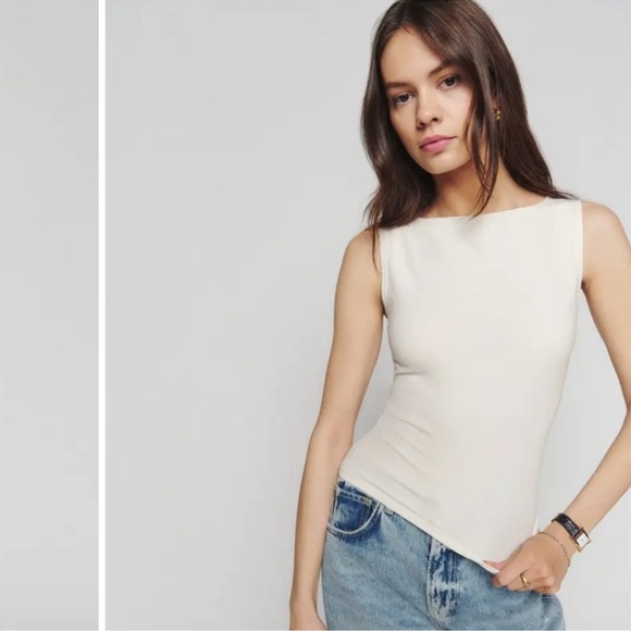 Reformation Dusk Sleeveless Knit Boatneck Top White size XL - Picture 4 of 13